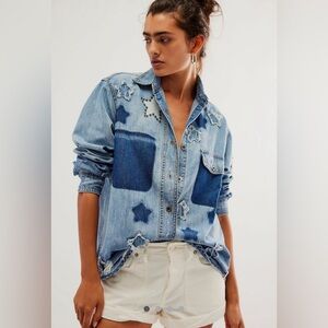 Free People One Tea Spoon Everyday Blue Classic Star Shirt